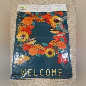 Evergreen Fall Garden Flag NWT